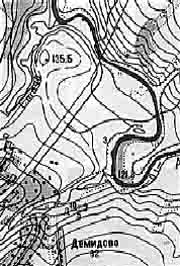 Определите по карте расстояние от устья ручья Стача до устья ручья, протекающего близ дер. Демидово. Масштаб карты 1 : 25 000.